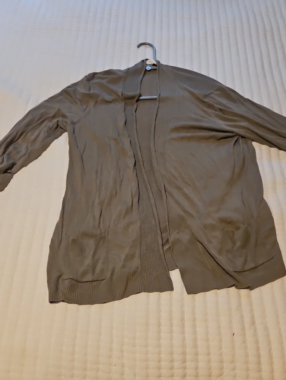 Chico's Open-Front Lightweight Cardigan - Olive Green